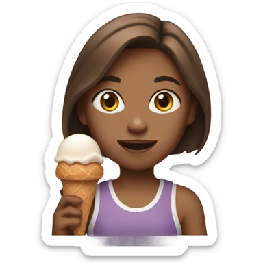 Brown hair girl with a basketball and ice cream  sticker
