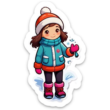 winter girl enjoying nature sticker