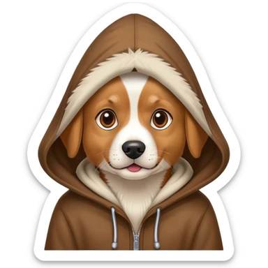 Dog wearing a hood sticker
