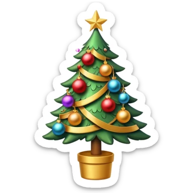 Christmas tree cute golden sticker