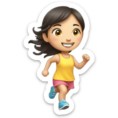 little asian girl running in sunshine sticker