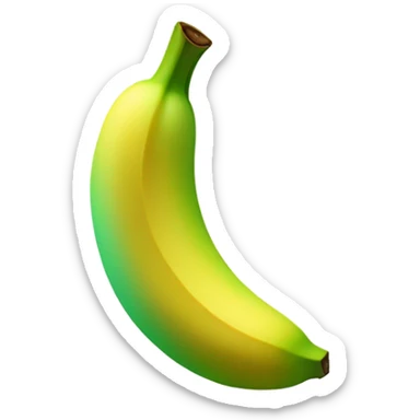 Create a banana emoji with green and yellow transitions, showing growth and progress. Keep the design dynamic with soft shading. sticker
