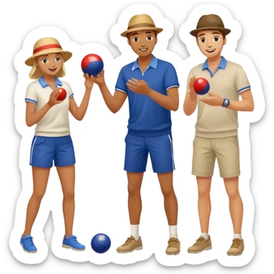young French guys and girls playing petanque having fun sticker