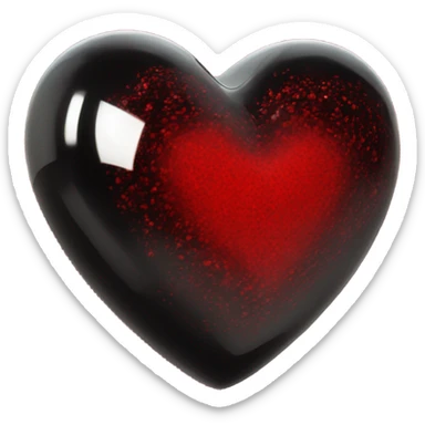 Red black glass heart sticker