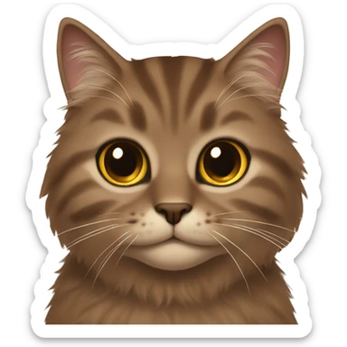 brown fluffy cat brown eyes sticker