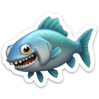 fish biting finger sticker
