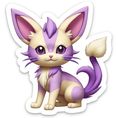 Meowth-Espeon-Skitty-Pokémon-Fakémon-hybrid-creature (full body) sticker
