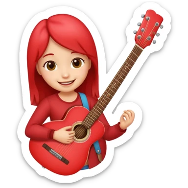 A cute shape Of Heart how is holding a guitar and smile sticker