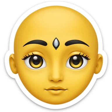 Yellow face with cute eyes and black bindi sticker