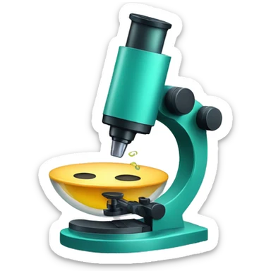 microscope with a face sticker