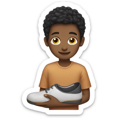 Boy holding a slipper sticker