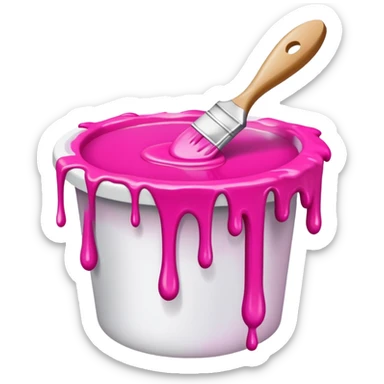  flying art brush dripping pink slop paint sticker