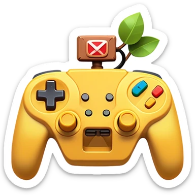 Clash of Clans aesthetic: Cinematic Playful Nintendo 64 Console Portrait Emoji, rendered in a 3D vector-style similar to standard emojis with minimal shading and bold, simplified shapes. A compact, distinct form with signature details, softly glowing with a nostalgic gaming charm. Simplified yet unmistakably iconic, highly detailed and consistent, glowing with a soft radiance and high shine. Stylized with a touch of retro gaming magic and a soft glowing outline, capturing the essence of a beloved gaming relic with a friendly, playful manner! sticker