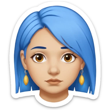 venice gondolier woman fat earring wearing blue hair face sticker