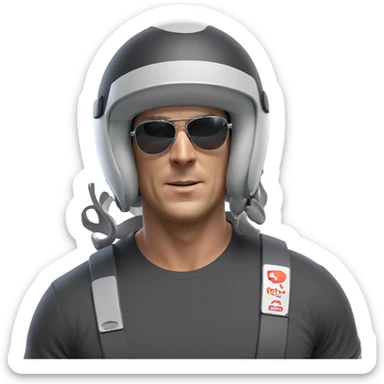 cool guy with helmet and shades sticker