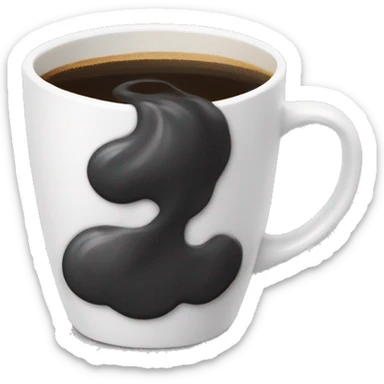 Black steaming mug with a black charcoal latte inside sticker