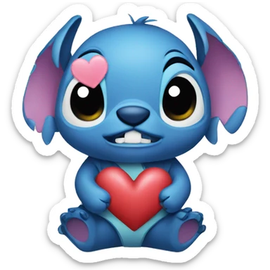 stitch with a heart  sticker