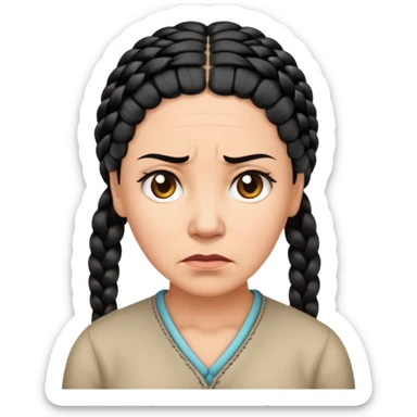 50 year old woman upset, black hair braids,  sticker