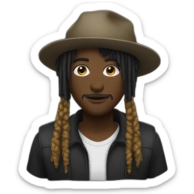 Noire  avec des dread une casquette et un bouc sticker