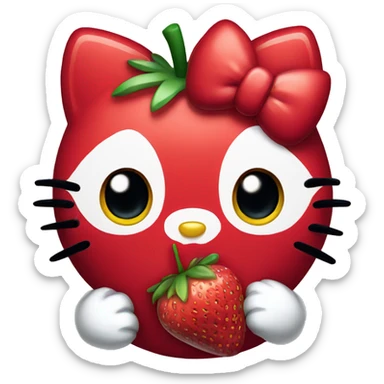 Hello Kitty eating a strawberry  sticker