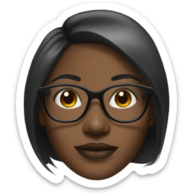 stylish dark-skinned female portrait straight hair and glasses sticker