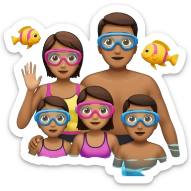 familia con gafas de snorkel sticker
