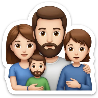 woman, man and child white skin and all brown hair and the man has a beard sticker
