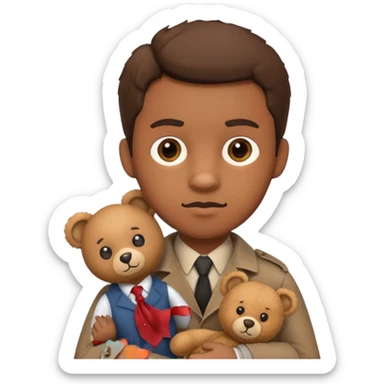 Detective with teddy bear toy  sticker