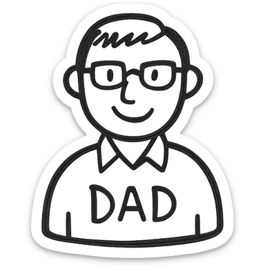 father, minimal line art, gentle and kind sticker