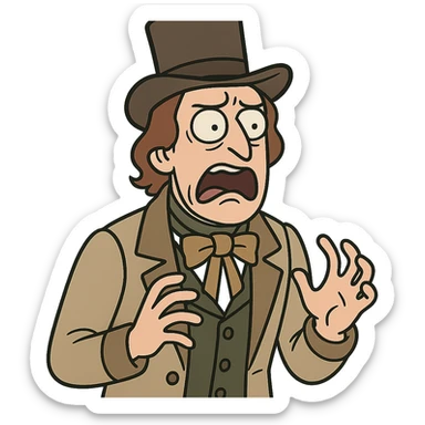 flat toon style person from the 1840s with a horrified and disgusted face sticker