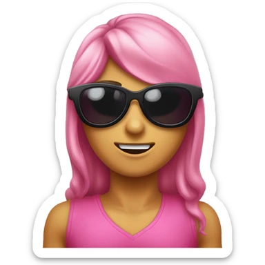 pantera rosa con lentes para sol y cruzada de brazos. Únicamente parte  superior del cuerpo, donde se comienzan a ver los brazos cruzados. sticker