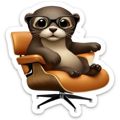 otter with glasses on an eames lounge chair sticker