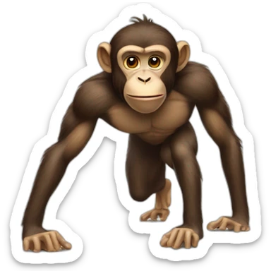 a monkey doing push ups sticker