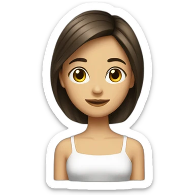 Fille brune cheveux court lisse sticker