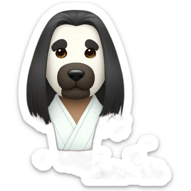 wearing-noh-doggy-mask-longhair-massive-guy-japanese-kimono sticker