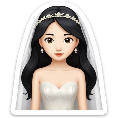 Beautiful Asian girl with long black hair wedding sticker