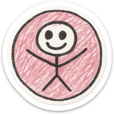 pink sticker, children doodle style, playful lines sticker