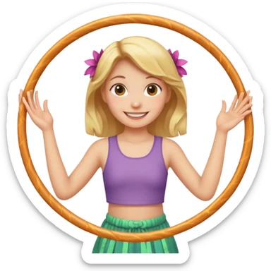 girl with  holding 2 hula hoops sticker