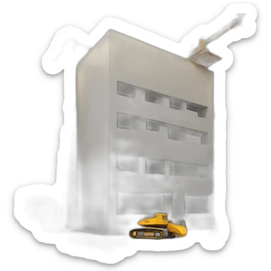 Un chat sur un bâtiment en construction sticker