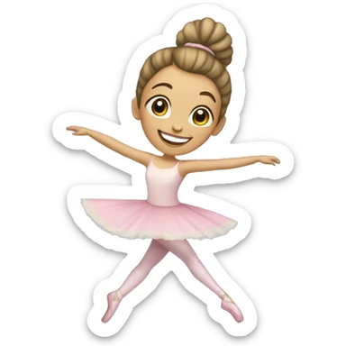 A girl with a ballet bun dancing and happy with a handkerchief sticker