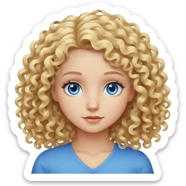 blonde girl with blonde curly hair and blue eyes sticker