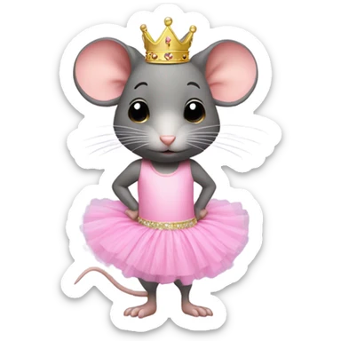 Small rat with pink tutu and leotard and crown  sticker