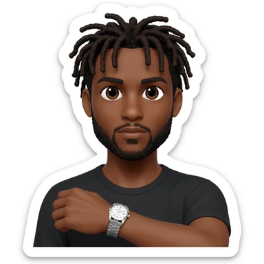 Black male with dreads and a watch in wrist sticker