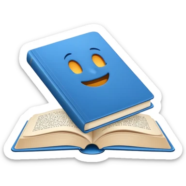 Opened book blue sticker
