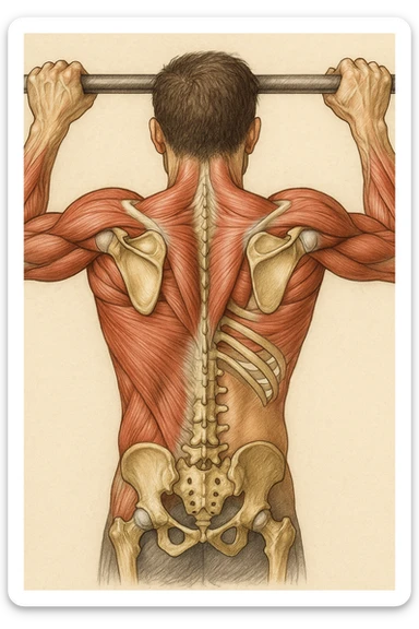 vista delle scapole durante le trazioni, visione anatomica sticker