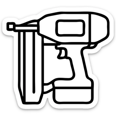 minimal outline DeWalt nail gun, yellow accent, tool symbol sticker