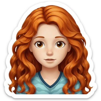 girl with long wavy calico hair sticker
