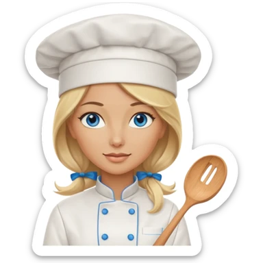 Sexy Long Blonde hair blue eyed female chef sticker