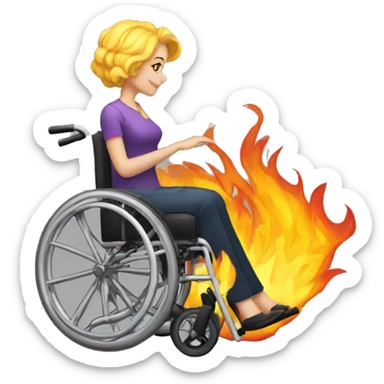 Woman wheelchair hot rod flames sticker