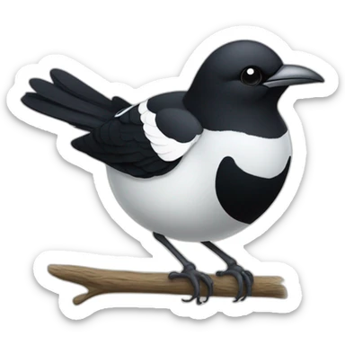 Magpie with a moustache sticker